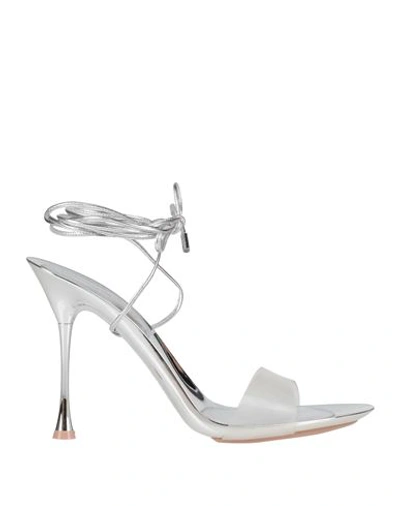 Gianvito Rossi Woman Sandals Silver Size 7.5 Pvc - Polyvinyl Chloride, Soft Leather