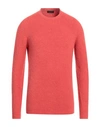 Roberto Collina Man Sweater Coral Size 44 Cotton, Nylon, Elastane In Red