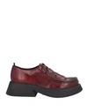 1725.a Woman Lace-up Shoes Burgundy Size 11 Soft Leather In Red