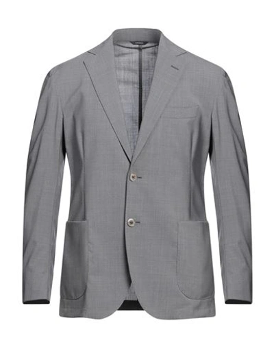 Tombolini Man Blazer Grey Size 46 Virgin Wool, Elastane In Grey