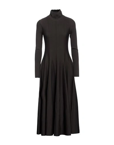 Gentryportofino Woman Midi Dress Dark Brown Size 6 Virgin Wool, Polyester In Black
