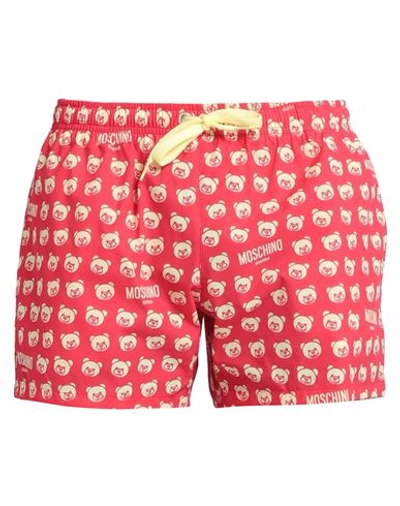 Moschino Man Swim Trunks Coral Size Xxl Polyester In Red