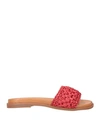 Divine Follie Woman Sandals Brick Red Size 10 Synthetic Raffia In Red