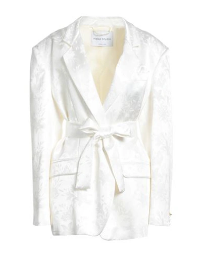 Hebe Studio Woman Suit Jacket White Size 8 Viscose