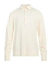 Boglioli Man Polo Shirt Cream Size M Cotton, Cashmere In White
