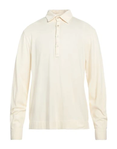 Boglioli Man Polo Shirt Cream Size L Cotton, Cashmere In White