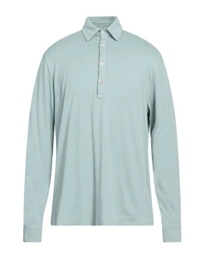 Boglioli Man Polo Shirt Sky Blue Size L Cotton, Cashmere