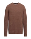 Roberto Collina Man Sweater Camel Size 44 Cashmere, Silk, Polyester In Beige