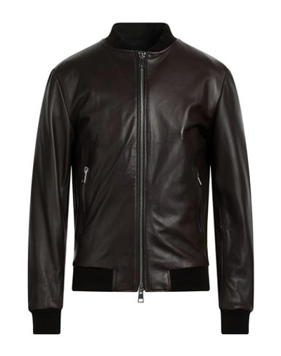 Street Leathers Man Jacket Dark Brown Size M Soft Leather In Brown