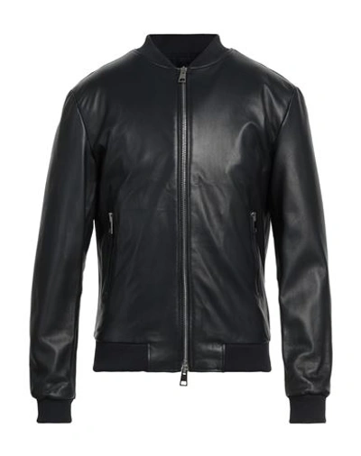 Street Leathers Man Jacket Black Size 3xl Soft Leather In Navy Blue