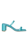 By Far Woman Sandals Turquoise Size 10 Soft Leather In Blue