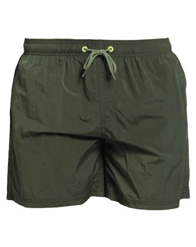 Sundek Man Swim Trunks Military Green Size Xl Polyamide In Green
