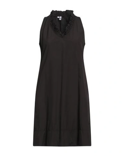 European Culture Woman Short Dress Black Size L Cotton