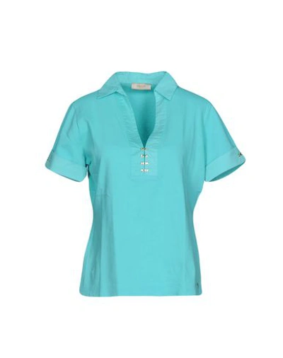 Marani Jeans Woman Polo Shirt Light Green Size S Cotton, Elastane