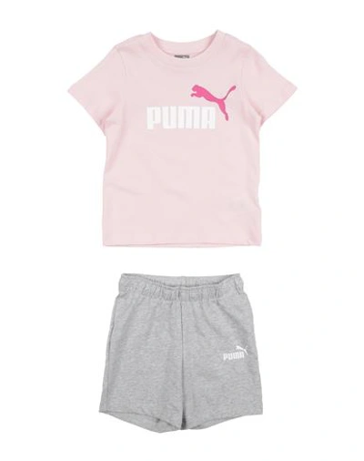 Puma Babies'  Minicats Tee & Shorts Set Toddler Co-ord Light Pink Size 3 Cotton, Polyester