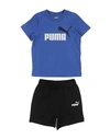 Puma Minicats Tee & Shorts Set Newborn Baby Set Azure Size 3 Cotton, Polyester In Blue
