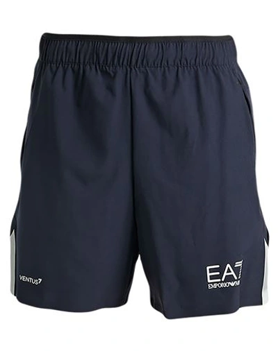 Ea7 Man Shorts & Bermuda Shorts Midnight Blue Size Xxl Polyester, Elastane In Blue