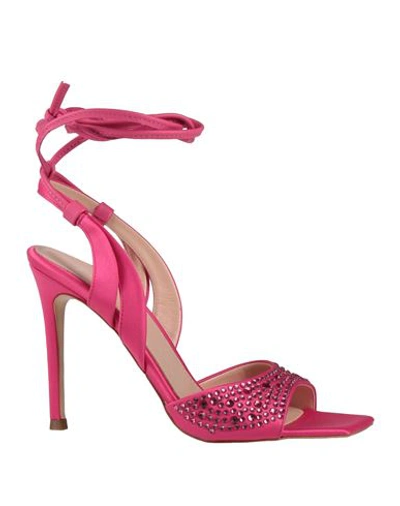 Liu •jo Woman Sandals Fuchsia Size 7 Textile Fibers In Pink