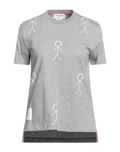 Thom Browne Woman T-shirt Light Grey Size 6 Cotton, Elastane