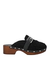 DIVINE FOLLIE DIVINE FOLLIE WOMAN MULES & CLOGS BLACK SIZE 8 TEXTILE FIBERS, SOFT LEATHER