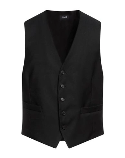 Tombolini Man Tailored Vest Black Size 46 Polyester, Viscose, Elastane