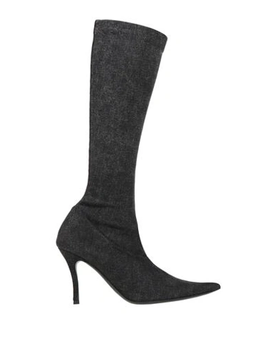 Diesel Woman Knee Boots Steel Grey Size 8.5 Textile Fibers