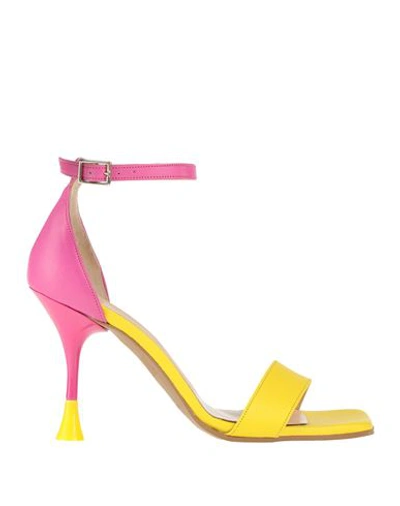 Divine Follie Woman Sandals Yellow Size 10 Soft Leather