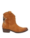 1725.a Woman Ankle Boots Camel Size 11 Soft Leather In Beige
