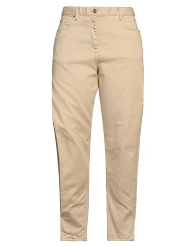 Just Cavalli Woman Pants Sand Size 27 Cotton, Elastane In Beige