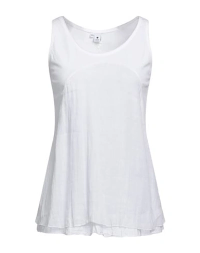 European Culture Woman Tank Top Ivory Size Xxl Cotton, Ramie, Elastane In White