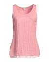 European Culture Woman Tank Top Antique Rose Size Xxs Cotton, Ramie, Elastane In Pink