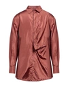 Valentino Garavani Man Shirt Brown Size 16 Silk In Brown