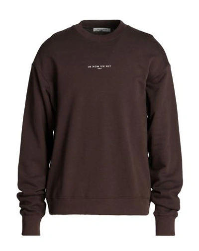 Ih Nom Uh Nit Man Sweatshirt Dark Brown Size M Cotton, Elastane In Brown