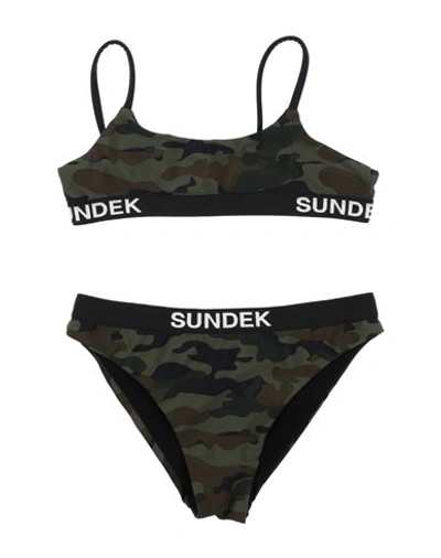 Sundek Babies'  Toddler Girl Bikini Military Green Size 6 Polyamide, Elastane
