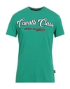 CAVALLI CLASS CAVALLI CLASS MAN T-SHIRT GREEN SIZE M COTTON, ELASTANE