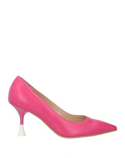 Divine Follie Woman Pumps Fuchsia Size 7 Soft Leather In Pink