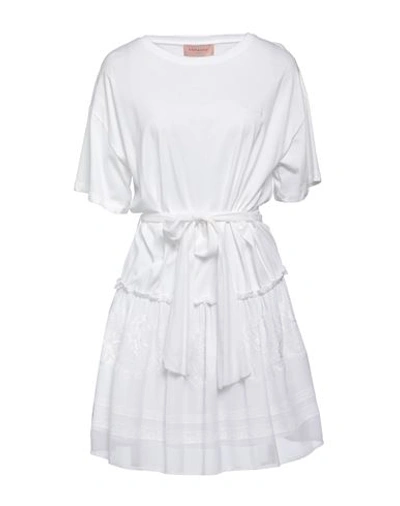 Ermanno Firenze Woman Mini Dress White Size 10 Cotton, Viscose, Polyamide
