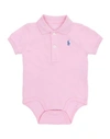 Polo Ralph Lauren Cotton Mesh Polo Bodysuit Newborn Boy Baby Bodysuit Pink Size 3 Cotton