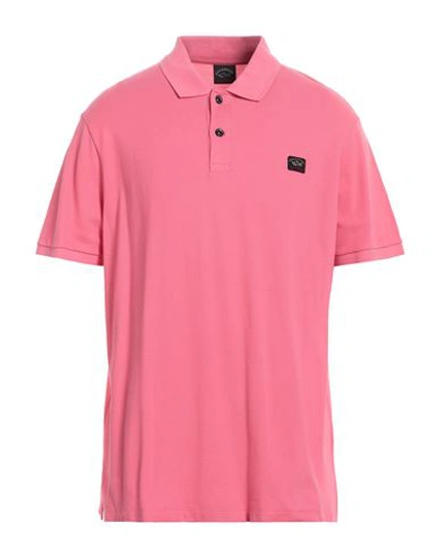 Paul & Shark Man Polo Shirt Pink Size M Cotton