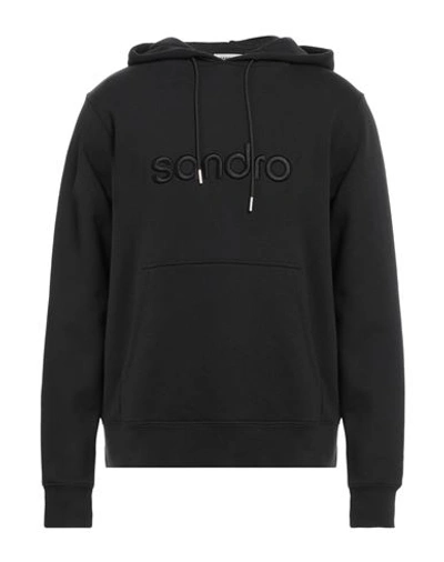 Sandro Man Sweatshirt Black Size S Cotton, Elastane, Polyester