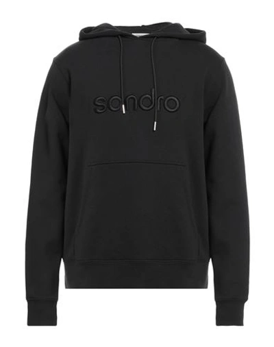 Sandro Man Sweatshirt Black Size Xs Cotton, Elastane, Polyester In Black