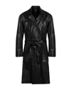 STREET LEATHERS STREET LEATHERS MAN OVERCOAT & TRENCH COAT BLACK SIZE 3XL SOFT LEATHER