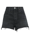 RE/DONE RE/DONE WOMAN DENIM SHORTS BLACK SIZE 27 COTTON