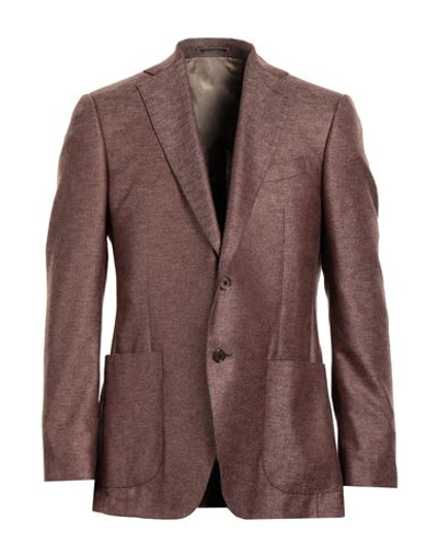 Lardini Man Blazer Brick Red Size 40 Silk, Wool