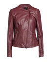 A.testoni A. Testoni Woman Jacket Deep Purple Size 12 Lambskin In Purple