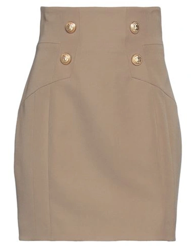 Balmain Wool Grain De Poudre Mini Skirt In Beige