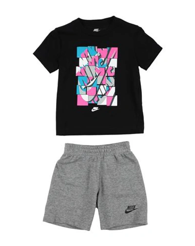 Nike Babies'  B Nsw Add Ft Short Set Toddler Boy Co-ord Black Size 7 Cotton, Polyester