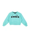 Diadora Babies'  Toddler Girl Sweatshirt Turquoise Size 4 Cotton In Blue