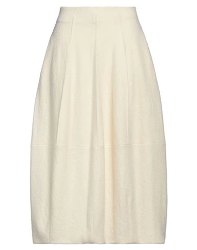 Gentryportofino Woman Midi Skirt Ivory Size 6 Virgin Wool In White