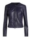 Street Leathers Woman Jacket Dark Purple Size L Soft Leather, Viscose, Nylon, Elastane